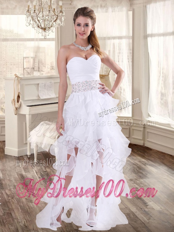 Lovely Taffeta Applique and Beaded Red Quinceanera Dress and Asymmetrical White Dama Dresses