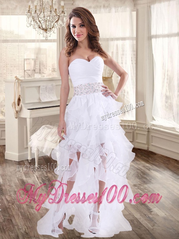 Lovely Taffeta Applique and Beaded Red Quinceanera Dress and Asymmetrical White Dama Dresses