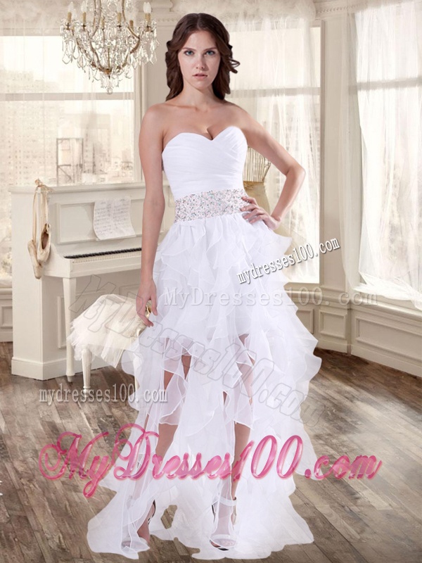 Lovely Taffeta Applique and Beaded Red Quinceanera Dress and Asymmetrical White Dama Dresses