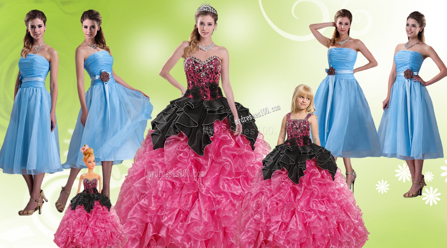 Multi Color Sweetheart Quinceanera Gown and Strapless Hand Made Flower Evening Dresses and Ruffles and Beading Little Girl Dress
