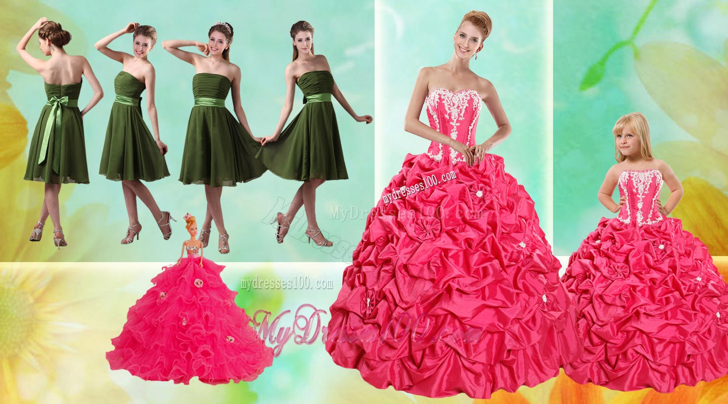 Pick Ups Ball Gown Quinceanera Dress and Strapless Ruching Short Evening Dresses and Appliques Little Girl Dress