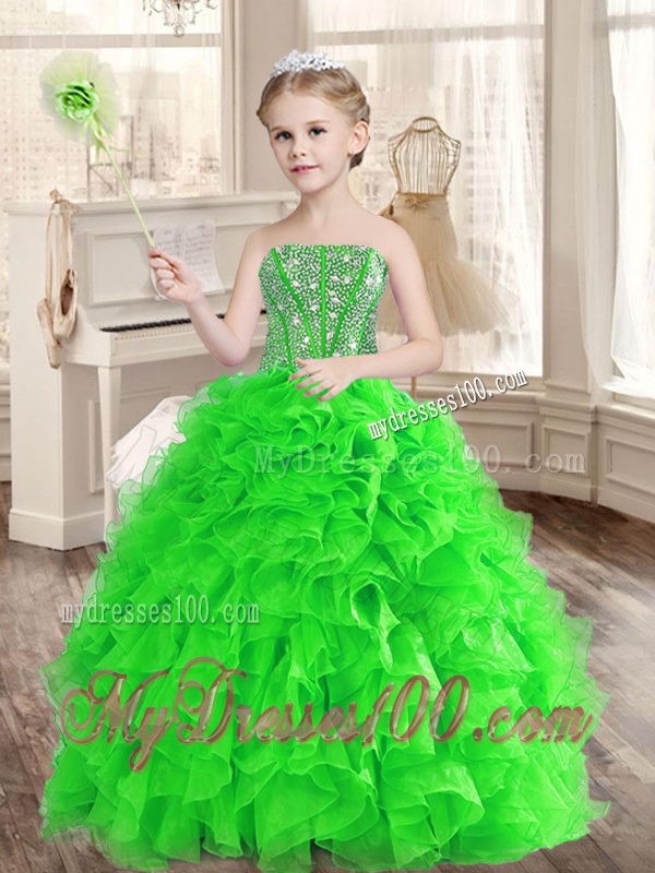 Really Puffy Spring Green Sweet 16 Dress and Sequined Short Dama Dresses and Beaded and Ruffled Mini Quinceanera Dress