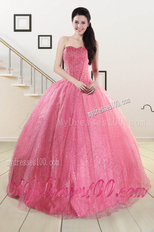 Rose Pink Beading Ball Gown Quinceanera Dress and Strapless Knee Length Dama Dresses and Halter Top Little Girl Dress