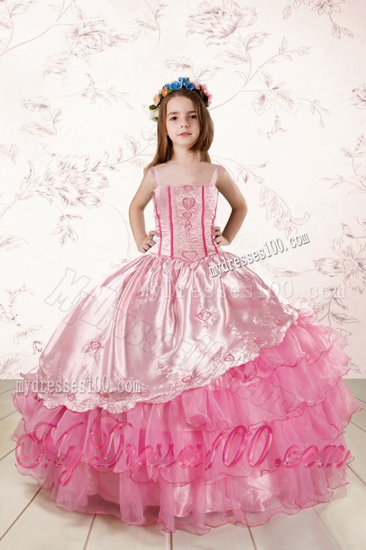 Ruffled Layers Sweetheart Quinceanera Dress and Ruching Apple Green Dama Dresses and Rose Pink Little Girl Dress