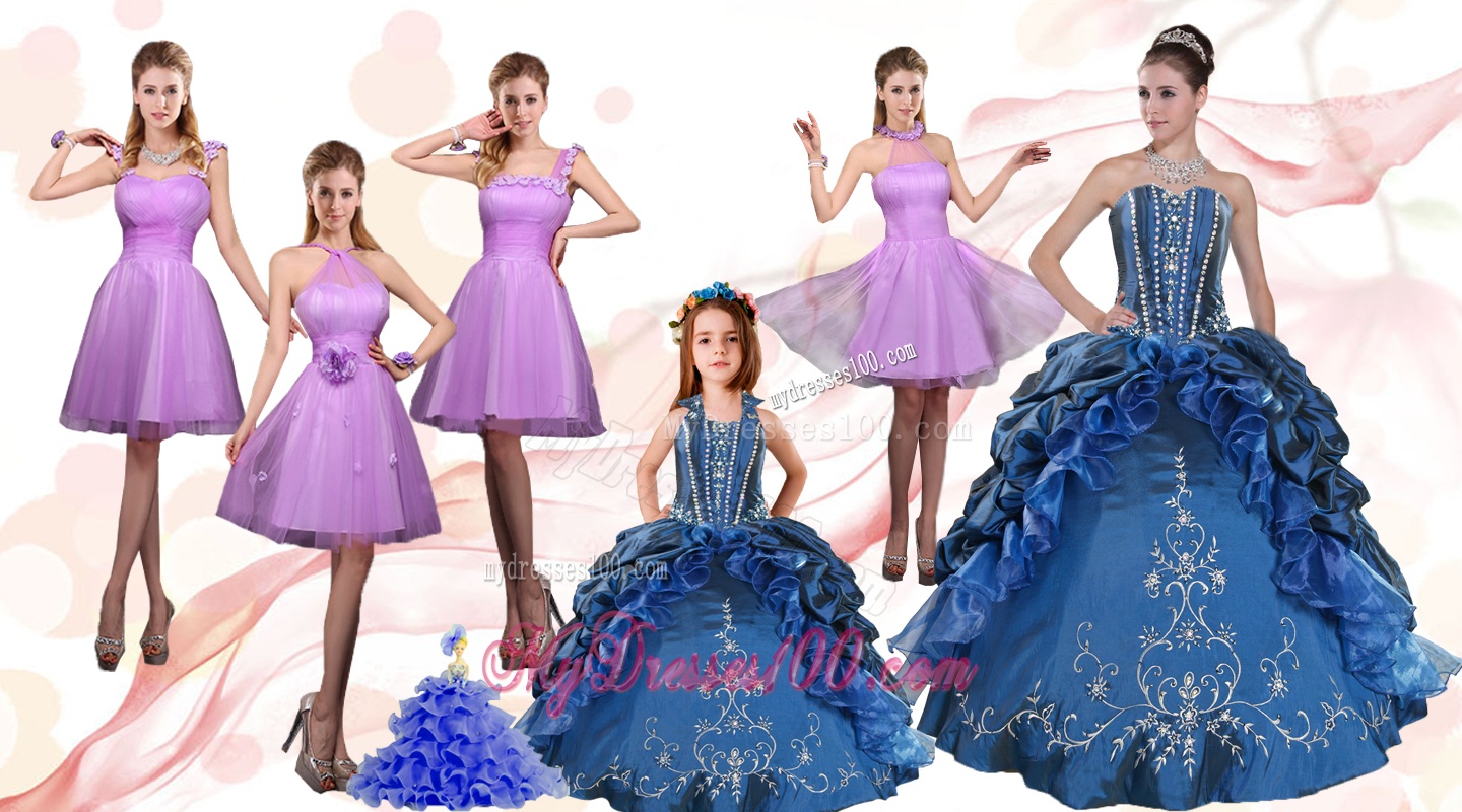 Ruffles and Beading Sweetheart Quinceanera Dress and Lilac Short Evening Dresses and Cute Halter Top Little Girl Dress