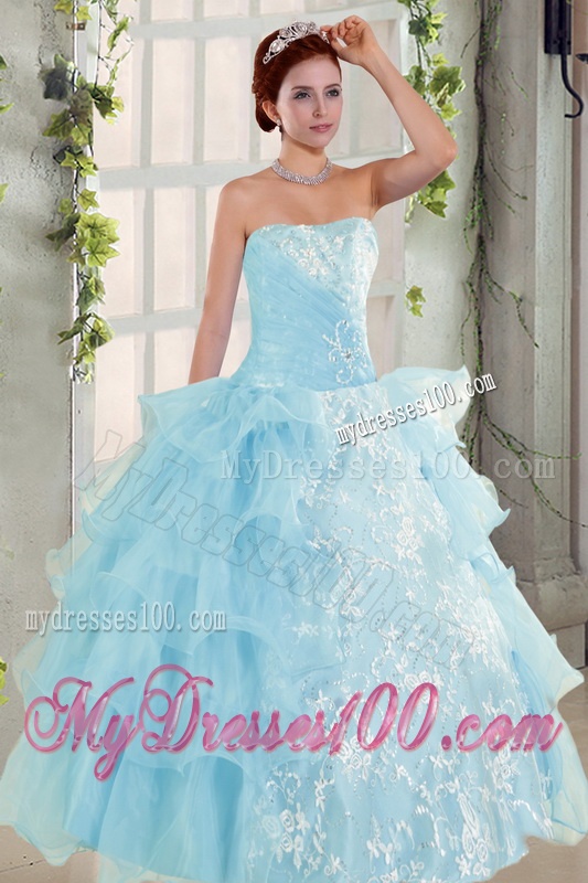 Strapless Ruffles Elegant Quinceanera Dress and Lavender Mini Length Evening Dress and Appliques and Ruffles Baby Bule Little Girl Pageant Dress