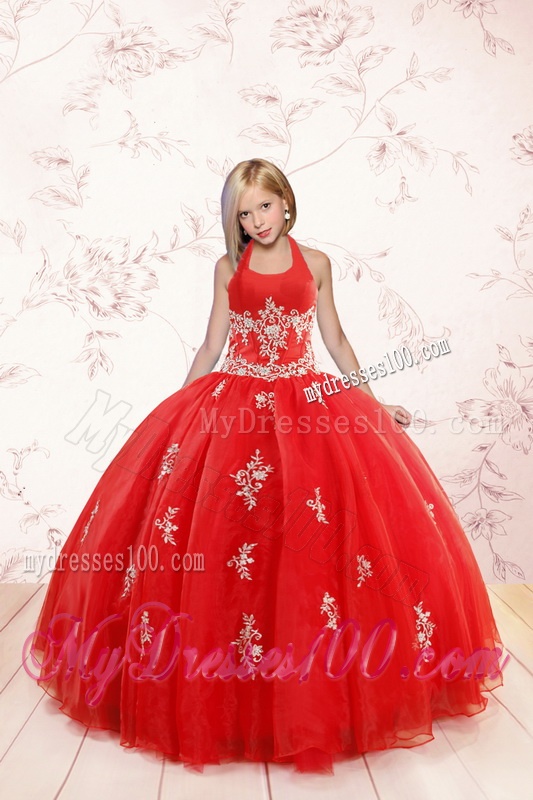 Sweetheart Ball Gown Red Quinceanera Gown and V Neck Beading Short Evening Dresses and Red Halter Top Little Girl Dress