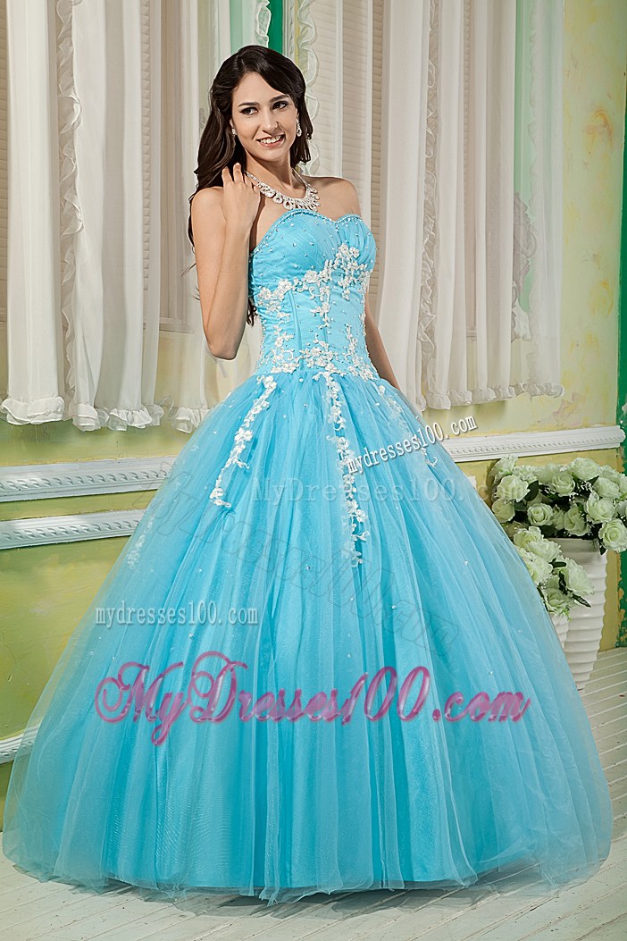 Appliques Aqua Blue Quinceanera Dresses with Short Jacket Hot Sale