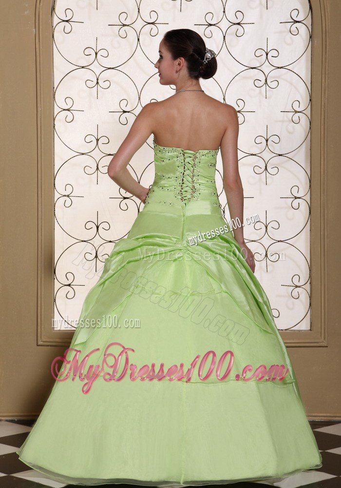 Apple Green Layers Sweet 15 Dresses with Hand Made Flowers and Jewelry