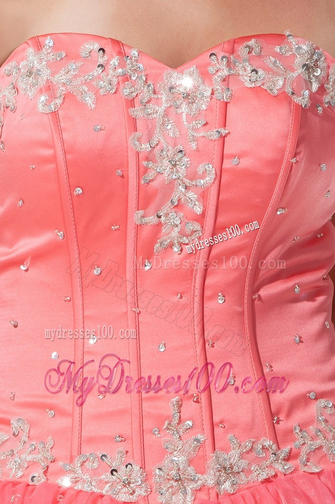 Sweet Organza Puffy Sweet sixteen dresses with Beaded White Appliques