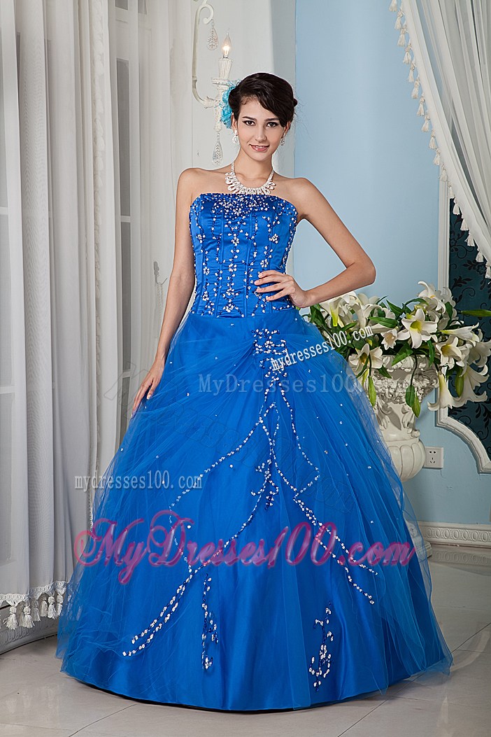 Gorgeous Royal Blue A-line Tulle Quinceanera Dresses with Beading