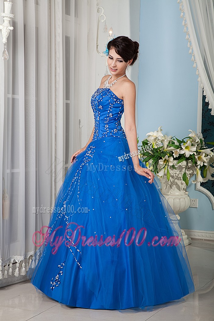 Gorgeous Royal Blue A-line Tulle Quinceanera Dresses with Beading