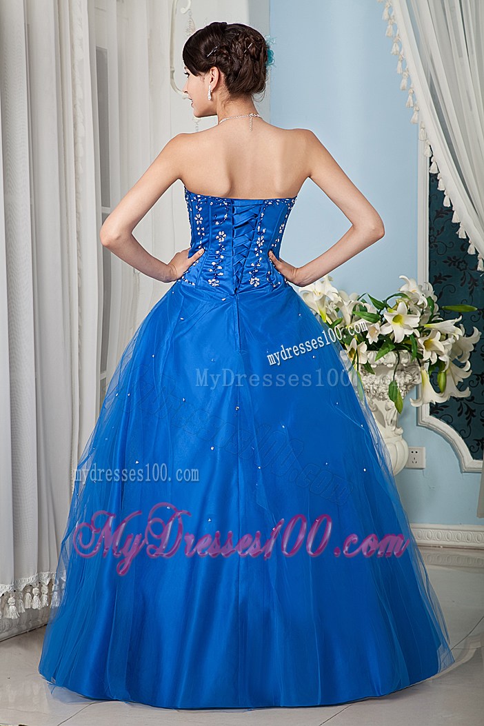 Gorgeous Royal Blue A-line Tulle Quinceanera Dresses with Beading
