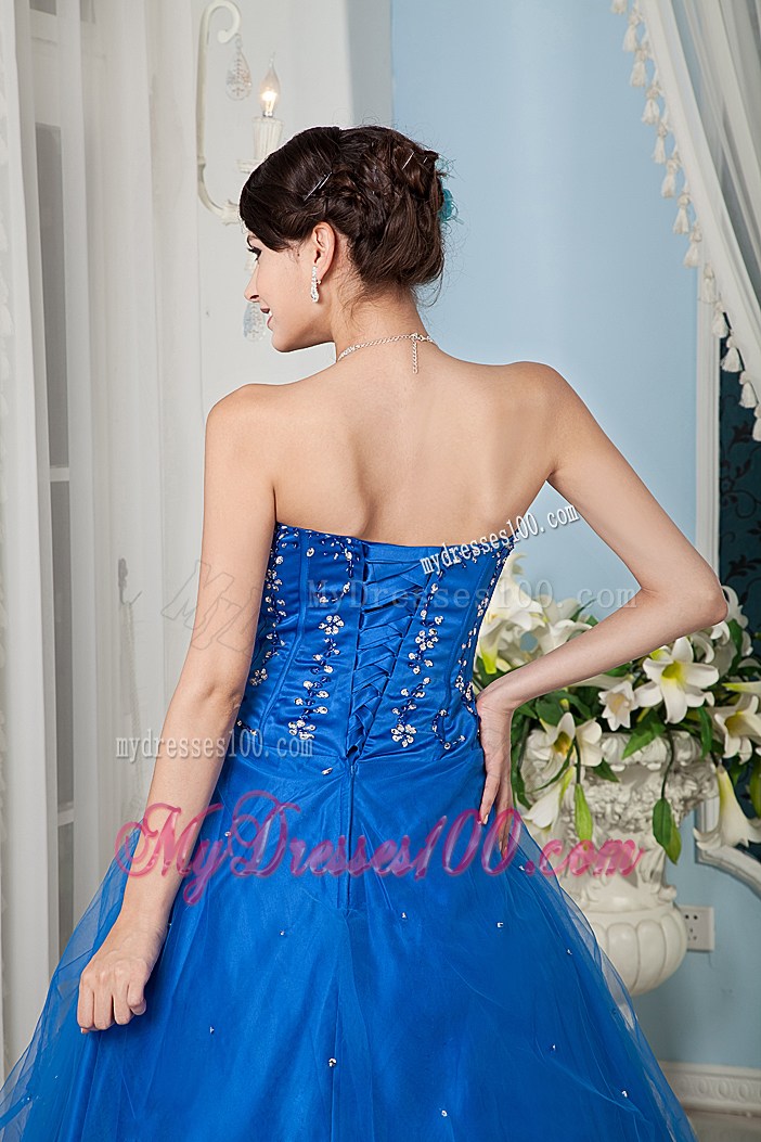 Gorgeous Royal Blue A-line Tulle Quinceanera Dresses with Beading
