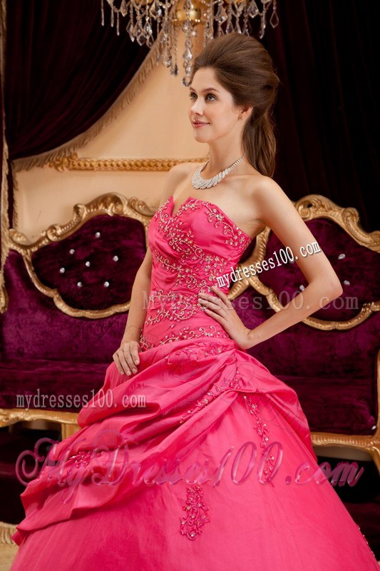 Modest V-neck Beading and Appliques Sweet 15 Dresses with Pick-ups