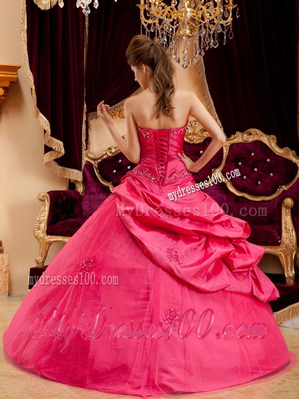 Modest V-neck Beading and Appliques Sweet 15 Dresses with Pick-ups