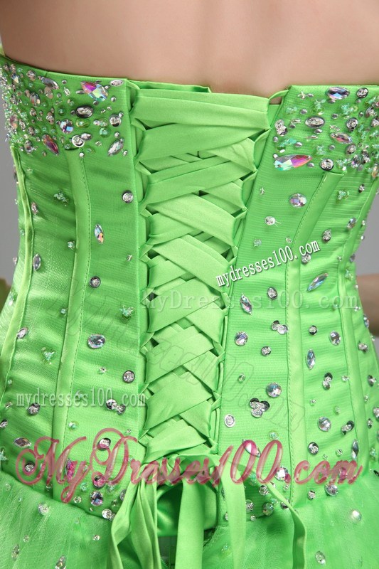 Halter Top Beaded Ball Gown Sweet 15 Birthday Party Dresses Spring Green