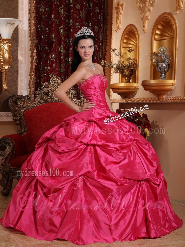 Strapless Ball Gown Quinceanera Dress with Ruching and Pick-ups On Sale