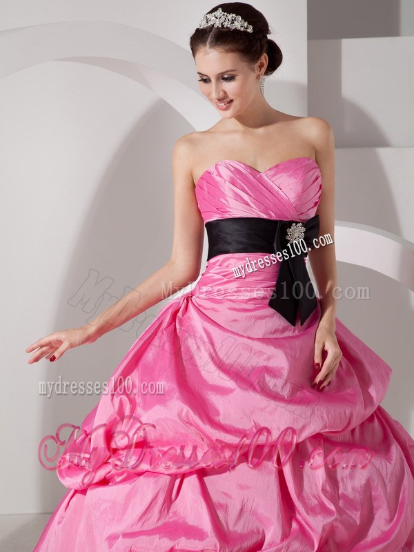 Pick-ups and Ruching Dress for Quince with Beading Black Satin Bow