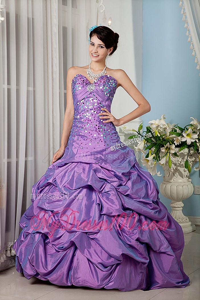 A-line Sweetheart Pick-ups Quinceanera Party Dress Shining with Colorful Sequins