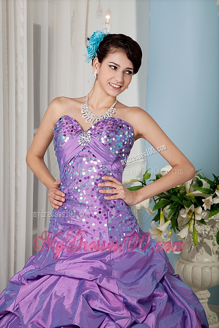 A-line Sweetheart Pick-ups Quinceanera Party Dress Shining with Colorful Sequins