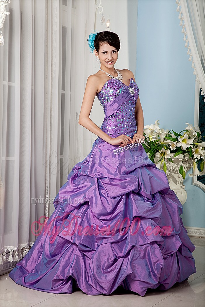 A-line Sweetheart Pick-ups Quinceanera Party Dress Shining with Colorful Sequins