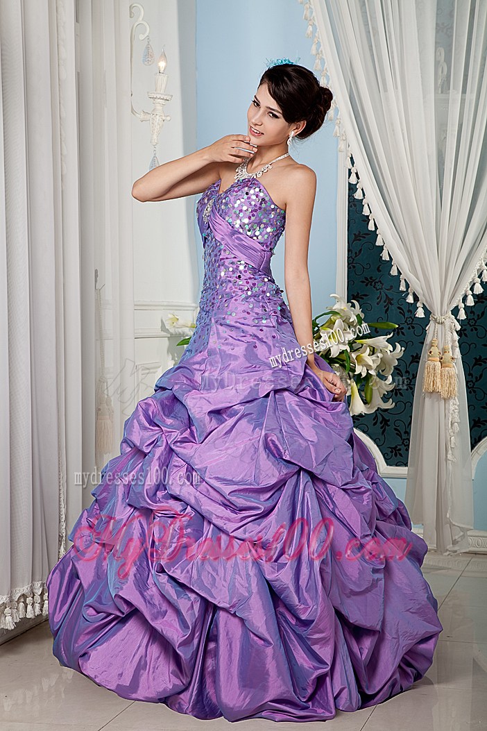 A-line Sweetheart Pick-ups Quinceanera Party Dress Shining with Colorful Sequins