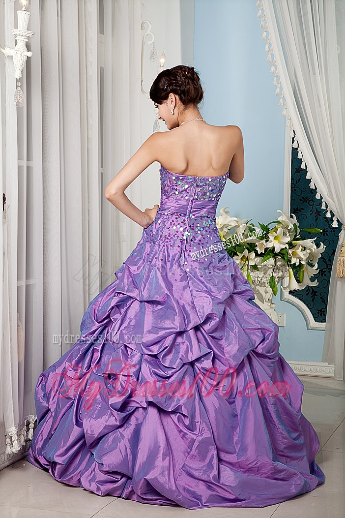 A-line Sweetheart Pick-ups Quinceanera Party Dress Shining with Colorful Sequins