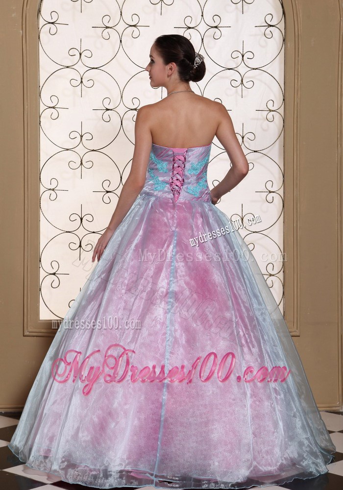 Pretty Organza A-line Quinceanera Dresses with Light Blue Appliques