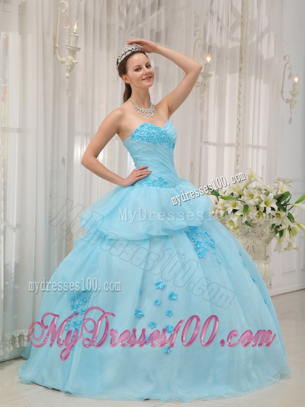 Ruching Sweetheart Sweet 16 Dresses with Bubbles and Small Flowers