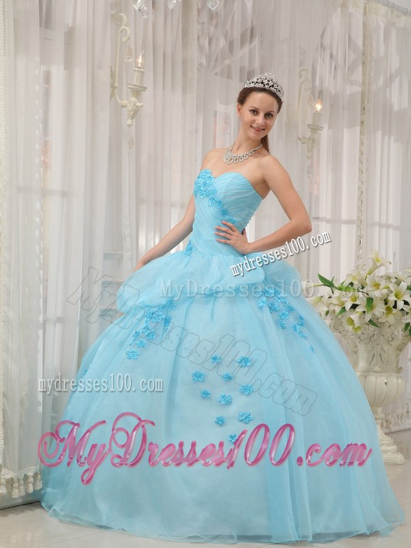 Ruching Sweetheart Sweet 16 Dresses with Bubbles and Small Flowers