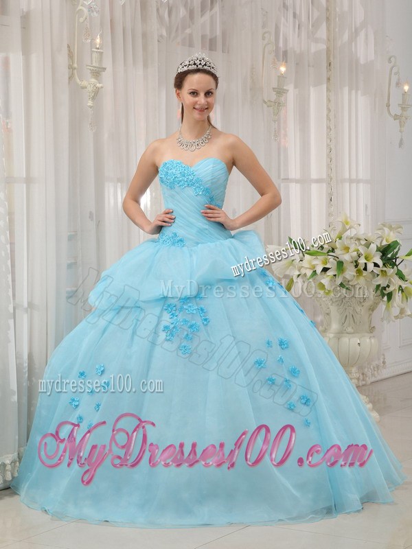 Ruching Sweetheart Sweet 16 Dresses with Bubbles and Small Flowers