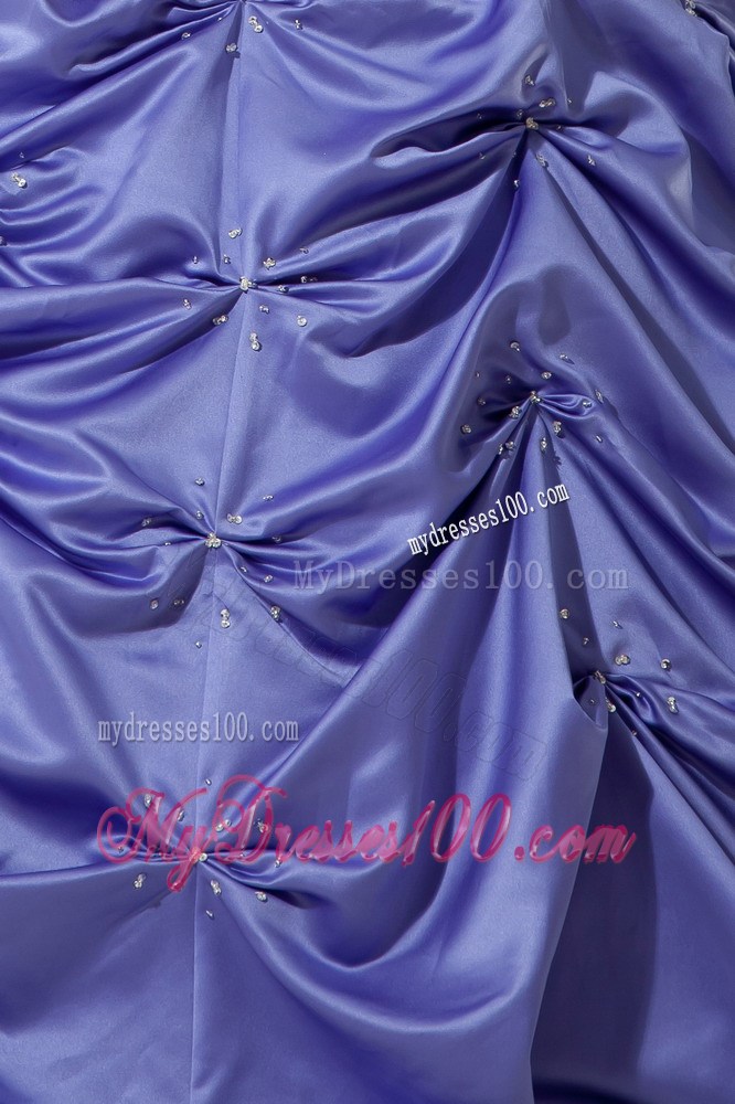 Lilac A-line Spaghetti Straps Floor-length Taffeta Beading Quinceanera Dress