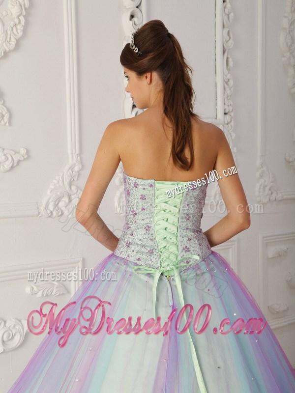 Multi-Color A-Line Sweetheart Sweet 16 Dresses Decorated with Beadings
