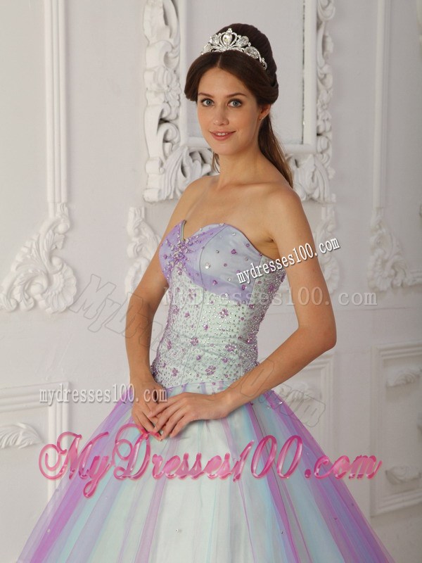 Multi-Color A-Line Sweetheart Sweet 16 Dresses Decorated with Beadings