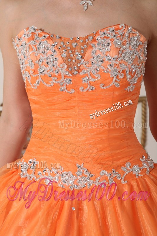 Beaded Appliques Decorated Organza Sweet sixteen dresses with Big Puffy Skirt