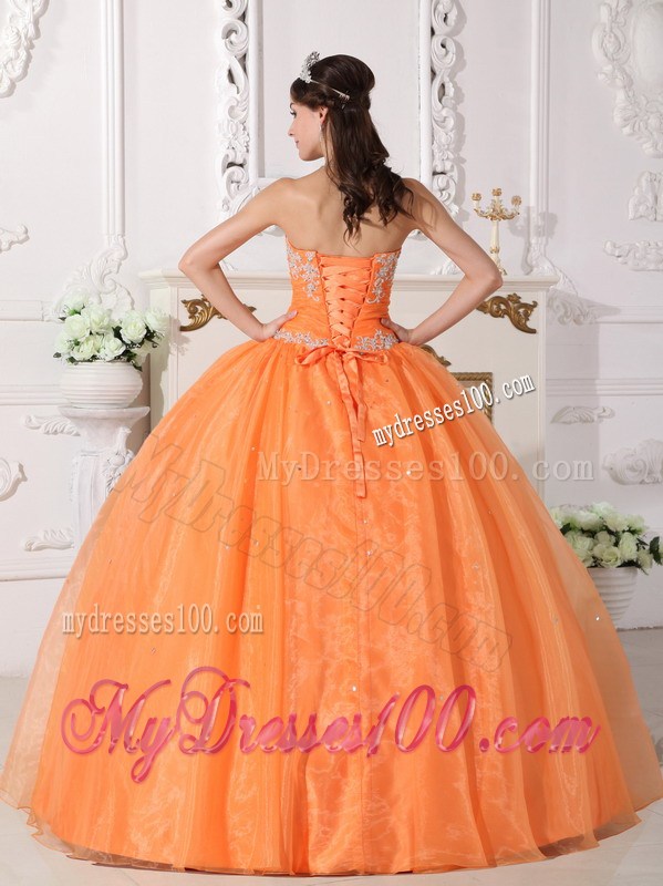 Beaded Appliques Decorated Organza Sweet sixteen dresses with Big Puffy Skirt