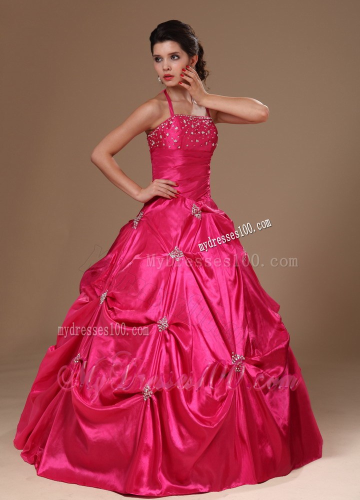 New Style Halter Top Beading Ruching and Pick-ups Dress for Quince