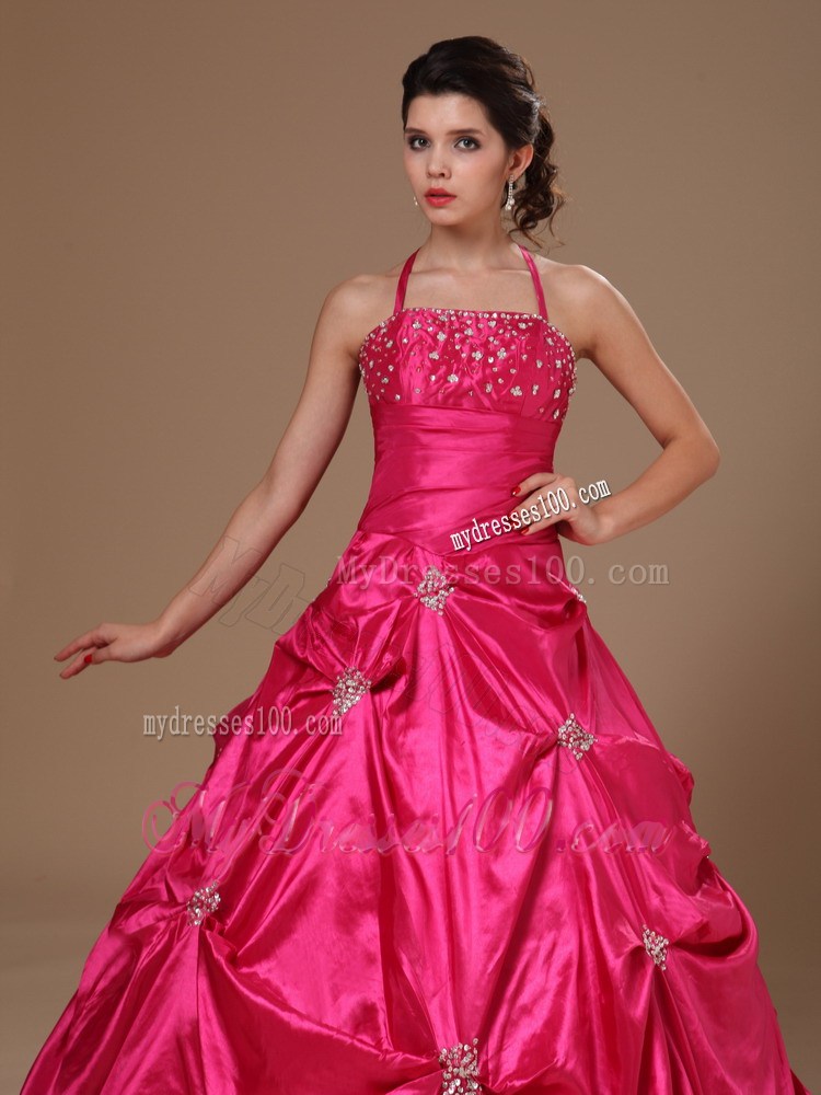 New Style Halter Top Beading Ruching and Pick-ups Dress for Quince