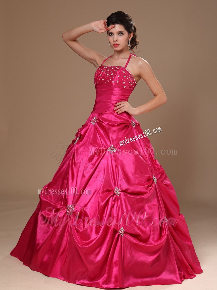 New Style Halter Top Beading Ruching and Pick-ups Dress for Quince