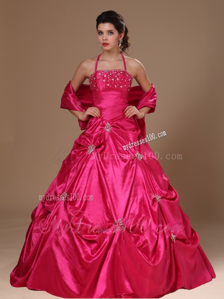 New Style Halter Top Beading Ruching and Pick-ups Dress for Quince