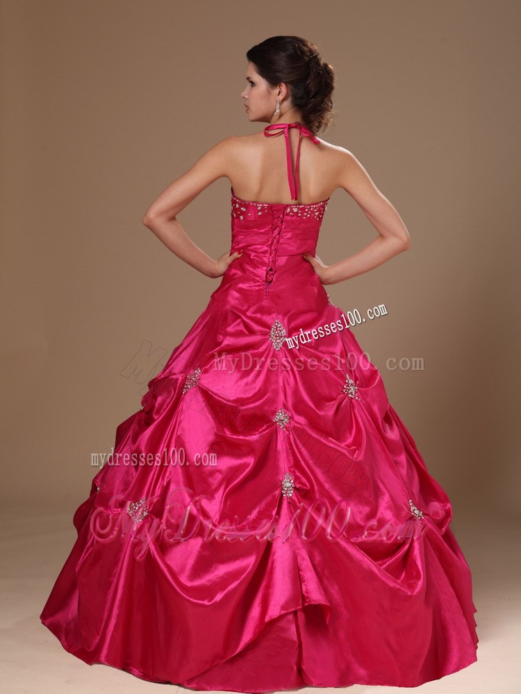 New Style Halter Top Beading Ruching and Pick-ups Dress for Quince