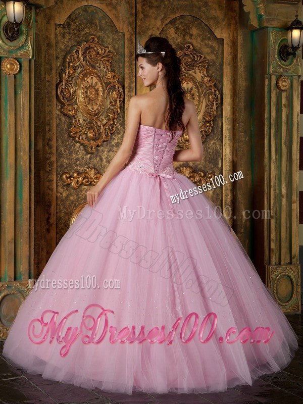 New Style Tulle Ruching and Beading Quinceanera Dresses in Light Pink