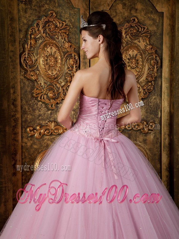 New Style Tulle Ruching and Beading Quinceanera Dresses in Light Pink