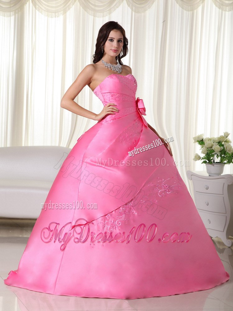Strapless Beading and Appliques Quinceanera Dress Accent with Handle Flowers