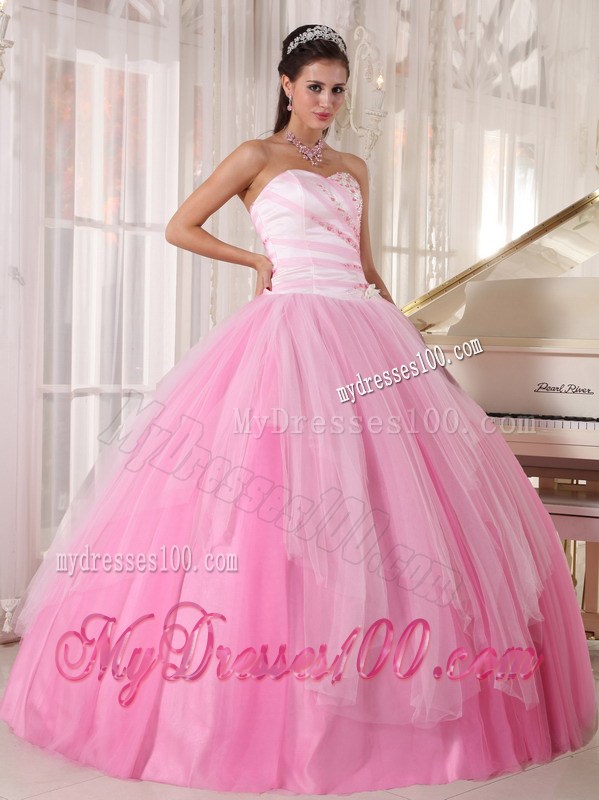 Baby Pink Sweet 15 Dresses with Diamonds Ruffles and Big Puffy Skirt