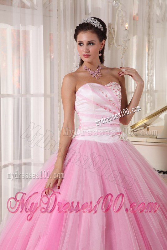 Baby Pink Sweet 15 Dresses with Diamonds Ruffles and Big Puffy Skirt