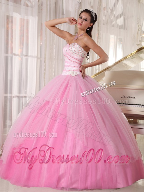 Baby Pink Sweet 15 Dresses with Diamonds Ruffles and Big Puffy Skirt