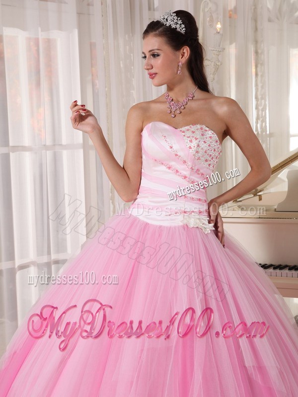 Baby Pink Sweet 15 Dresses with Diamonds Ruffles and Big Puffy Skirt