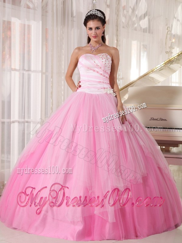 Baby Pink Sweet 15 Dresses with Diamonds Ruffles and Big Puffy Skirt
